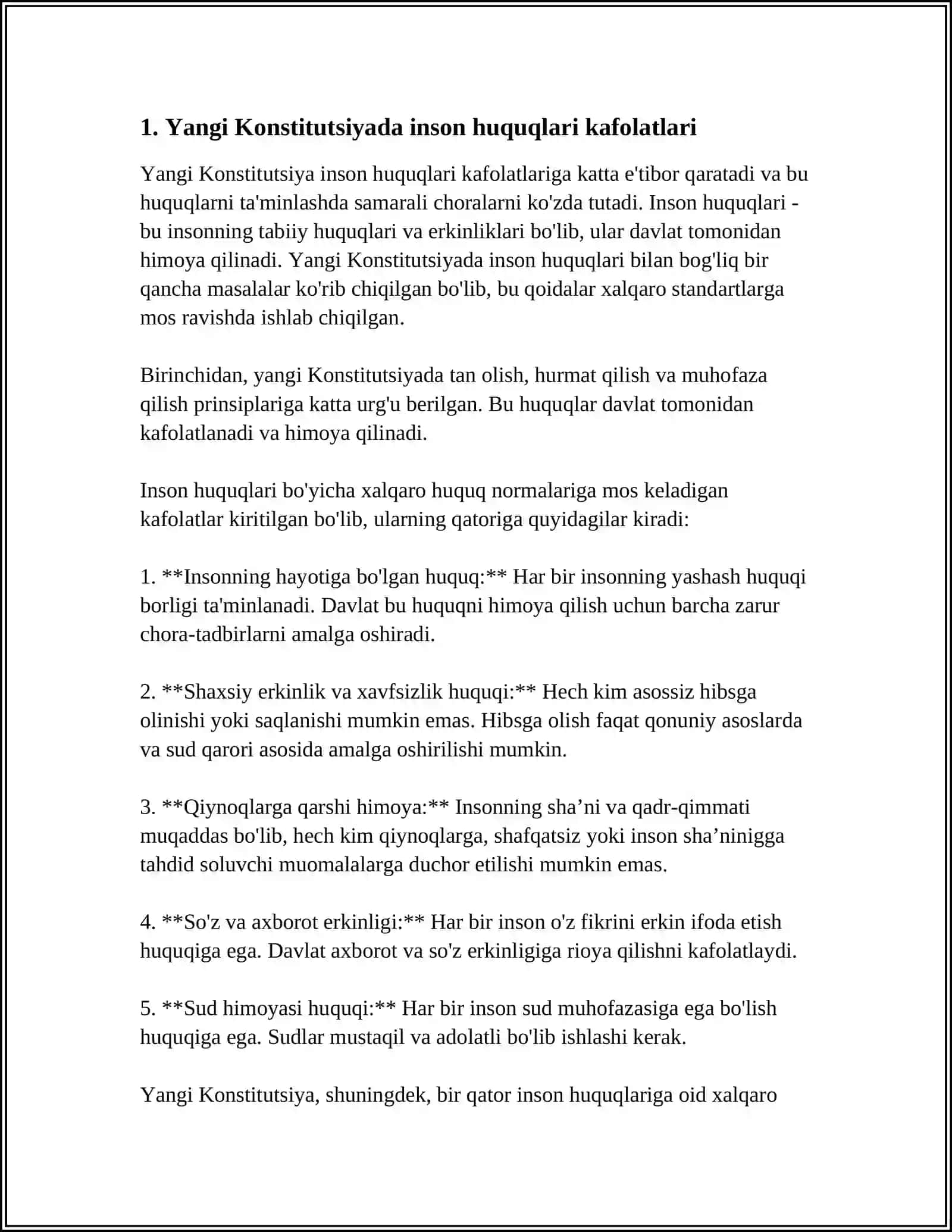YANGI OʻZBEKISTONDA INSON HAQ-HUQUQLARI VA ERKINLIKLARI KAFOLATINING YARATILISHI 3