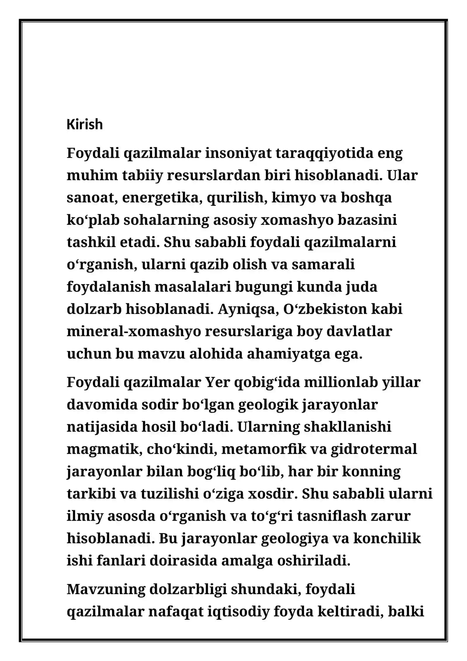 O’zbekistonda qazib olinadigan foydali qazilmalarning turlari va ahamiyati 3