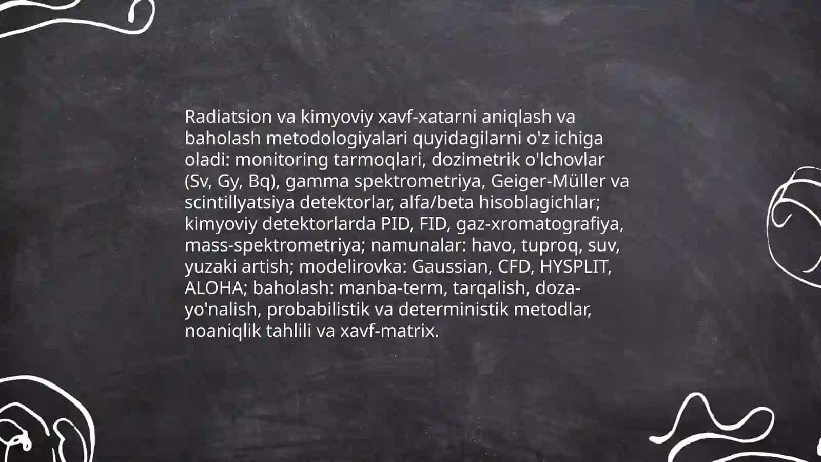 Favqulodda vaziyatlarda radiatsion, kimyoviy vaziyatlarni baholash 3