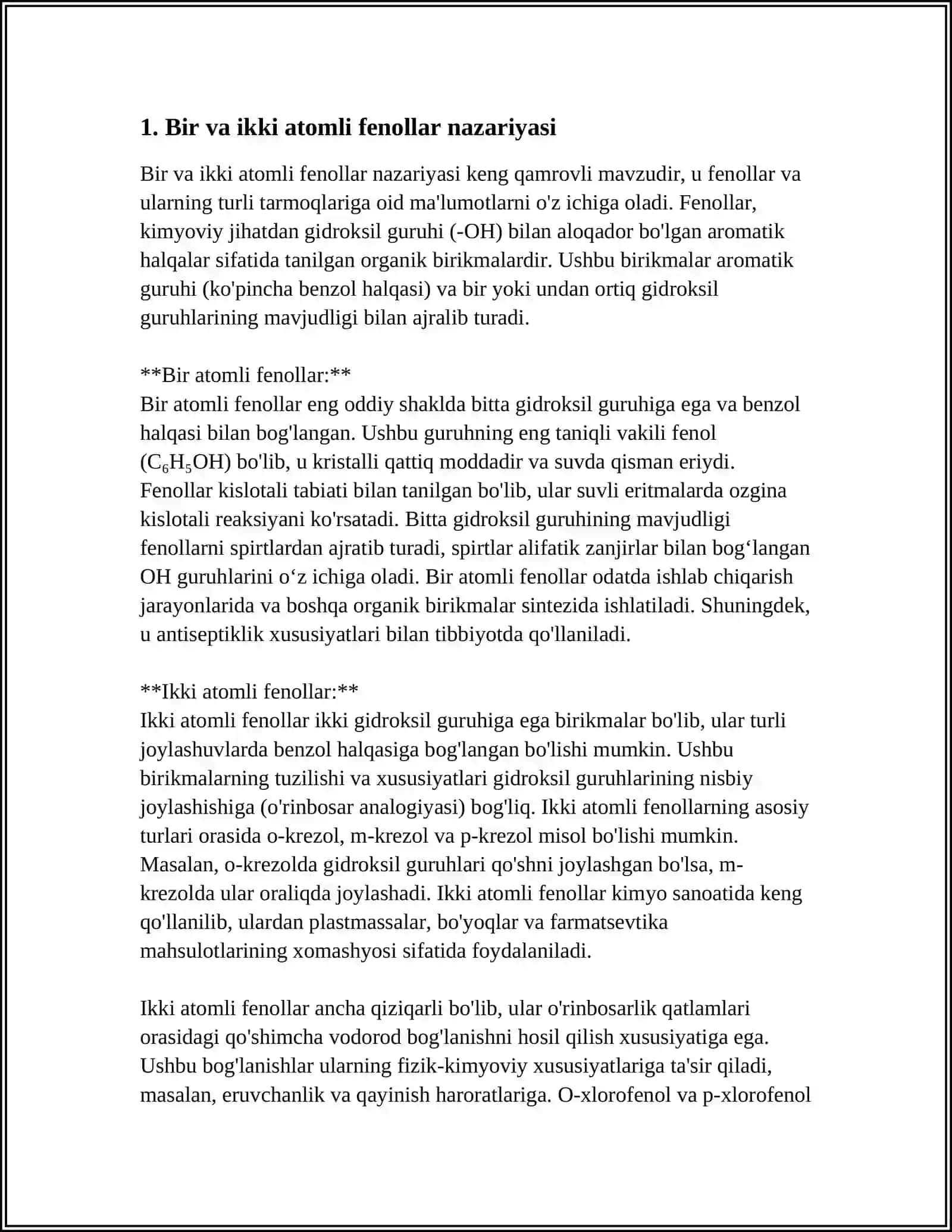 BIR VA IKKI АTОMLI FЕNОLLАRNING ОLINISH USULLАRI. PIKRIN KISLОTА 3