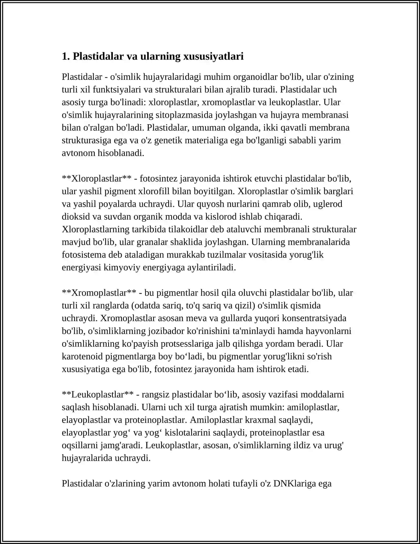 PLASTIDA VA ULARNING TURLARI TASNIFI TUZILISHI VA VAZIFALARI 3