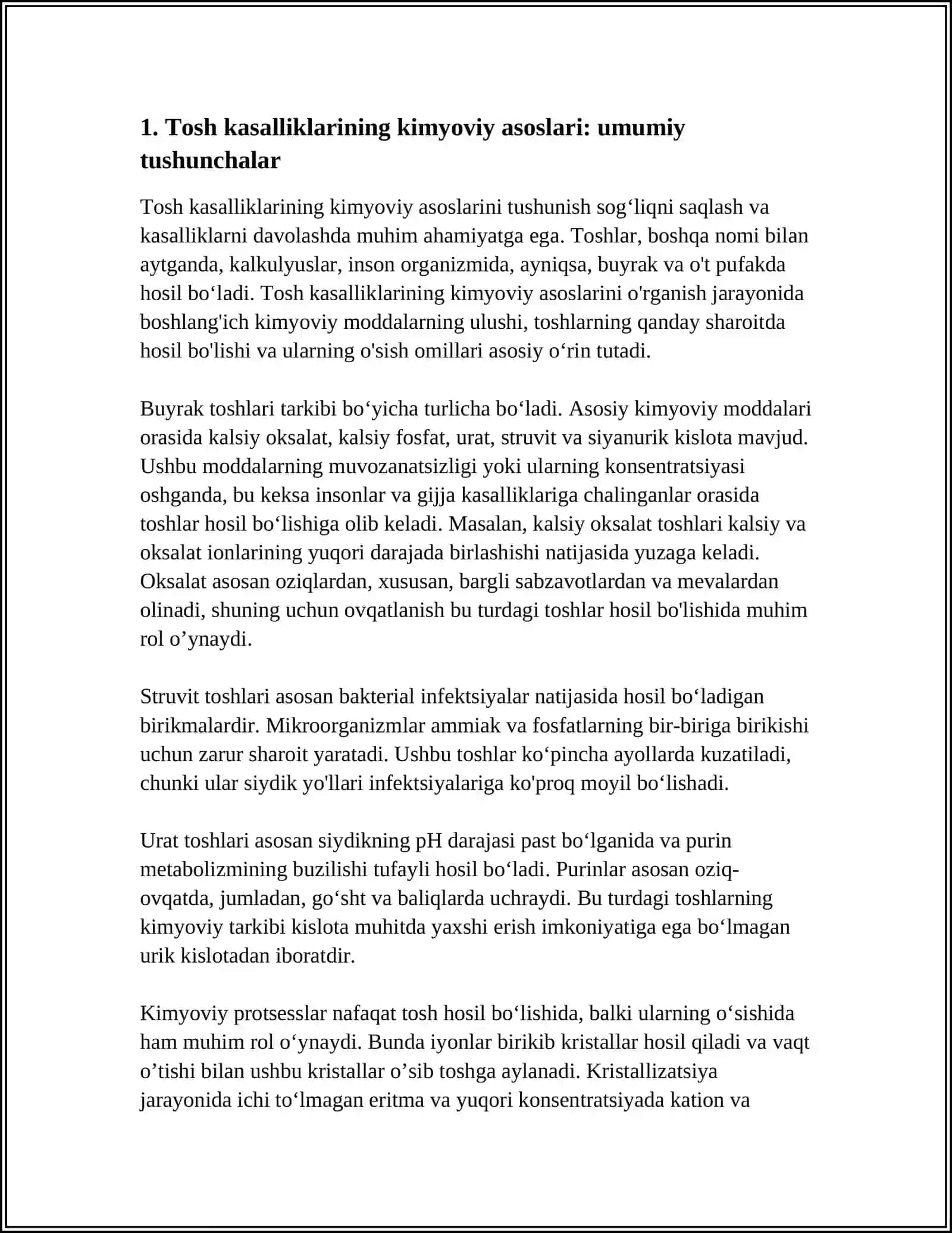 Tosh kasalliklarining kimyoviy asoslari 3