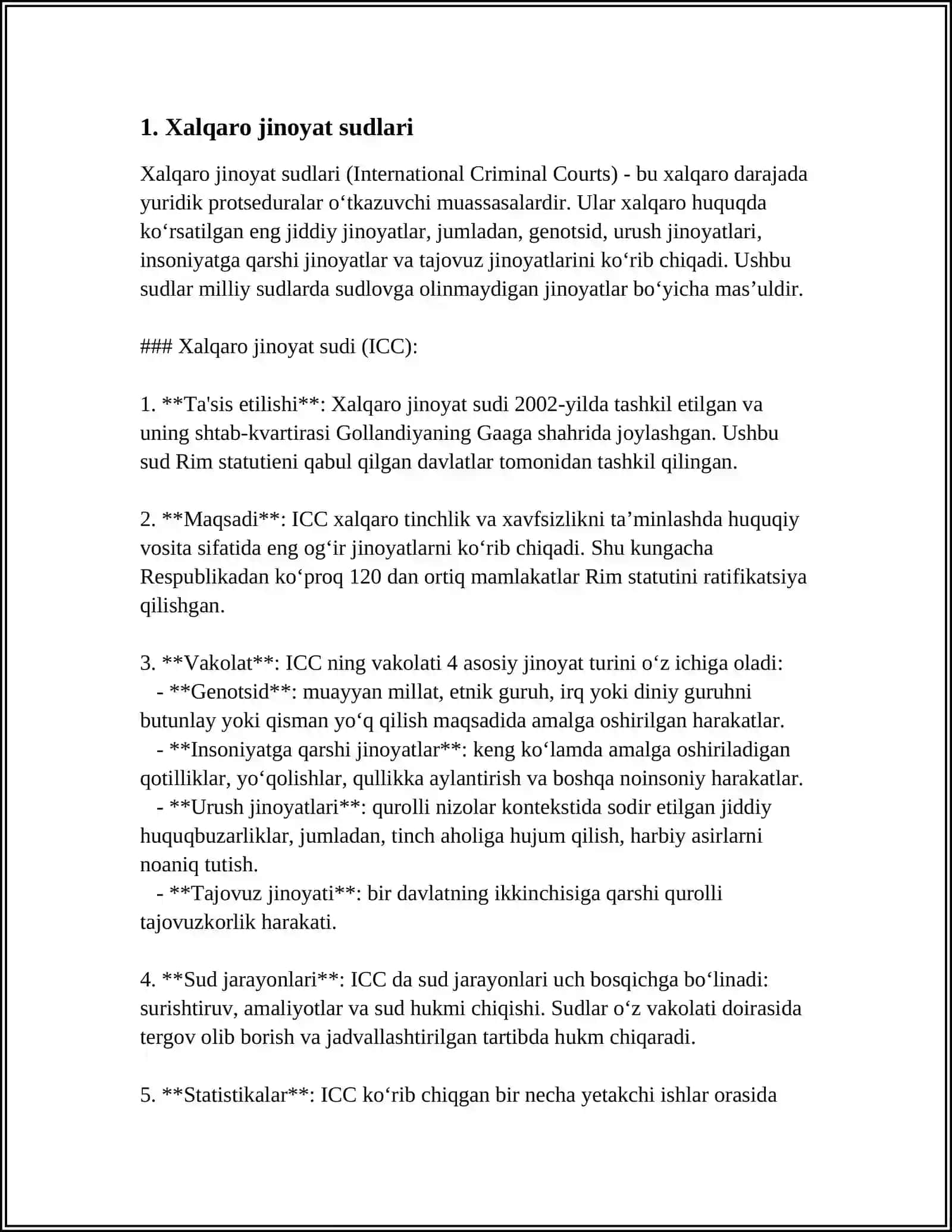Referat: Xalqaro Jinoyat Huquqi 3