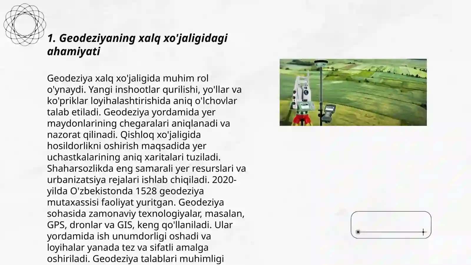 Geodeziya fanining xalq xo'jaligidagi o'rni 3