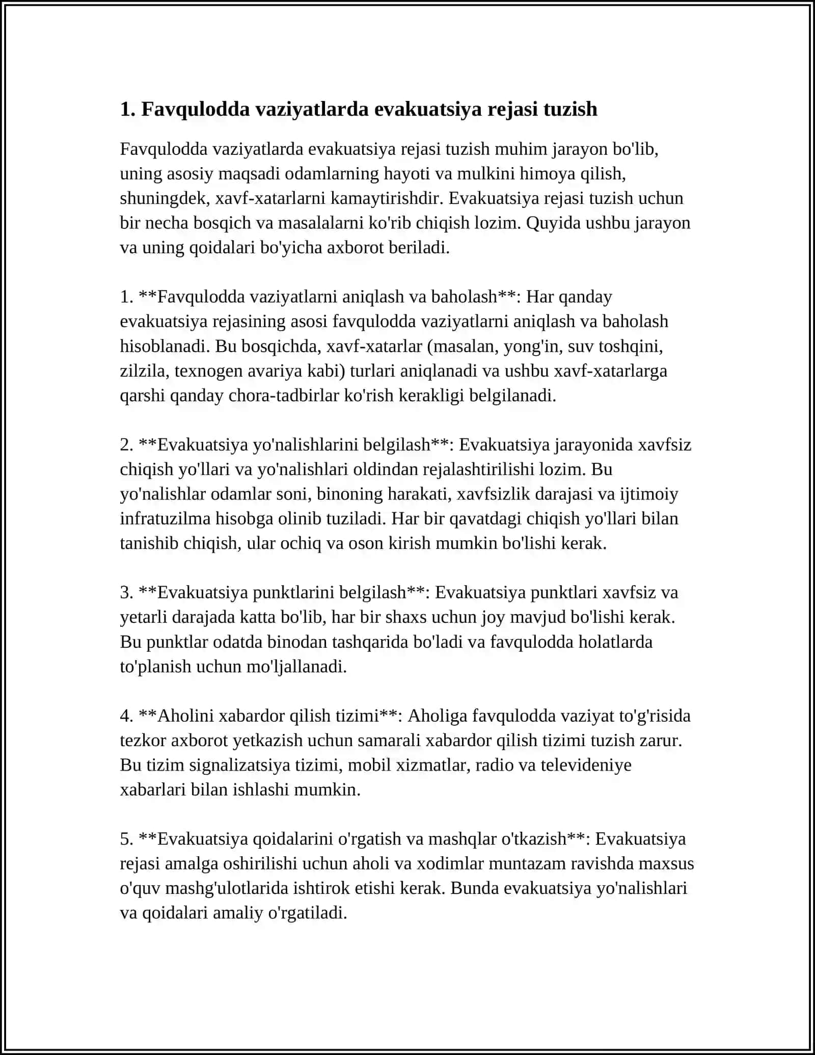 FAVQULODDA VAZIYAT HOLATLARDA EVAKUATSIYA QILISH USULLARI 3
