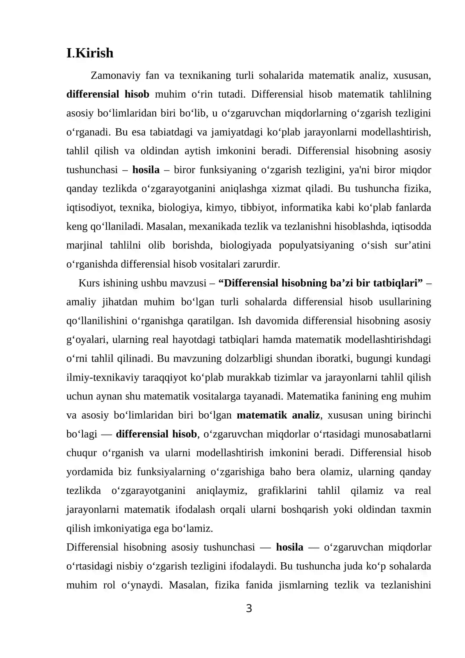 Differensial hisobning ba'zi bir tatbiqlari 3
