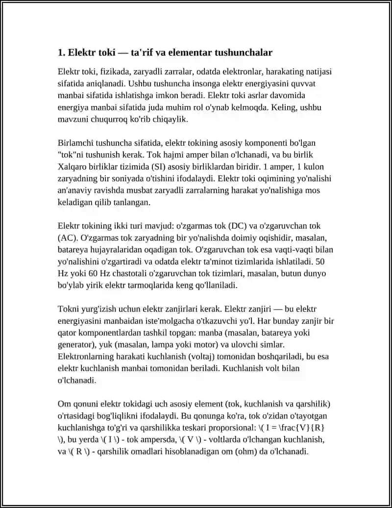 ELEKTR TOKI VA UNING SODDA ZANJIRLARI: OM QONULARI 3