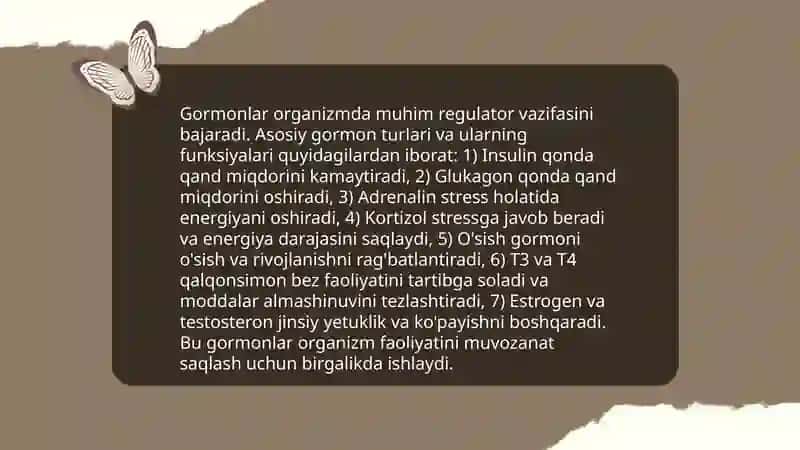 Gormonlar. Gormonlar funksiyasining yoshga oid xususiyatlari 3