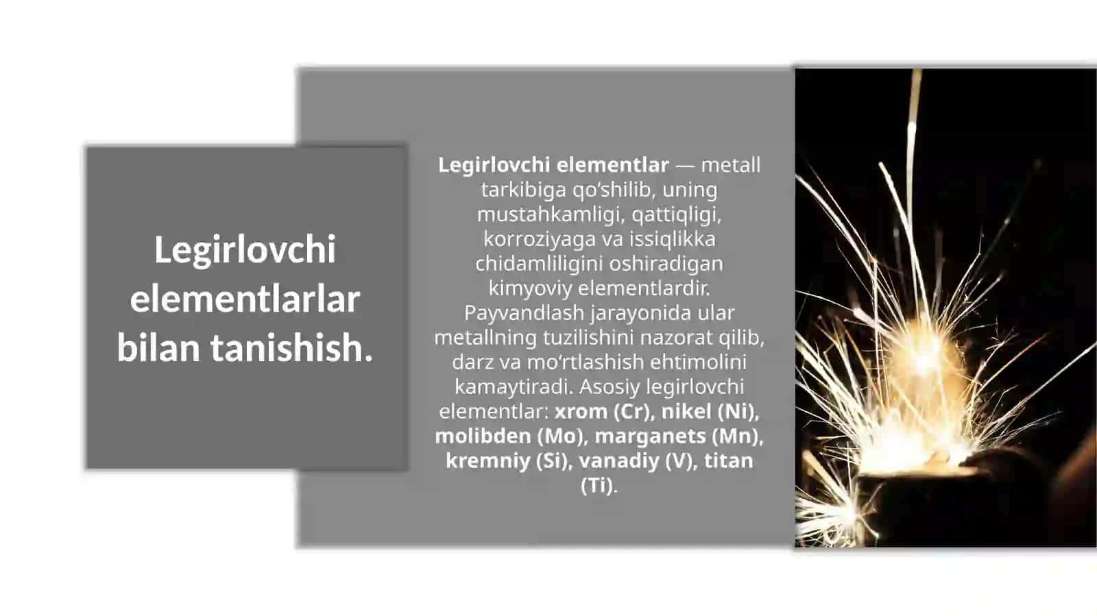 Legirlovchi elementlar bilan tanishish 3