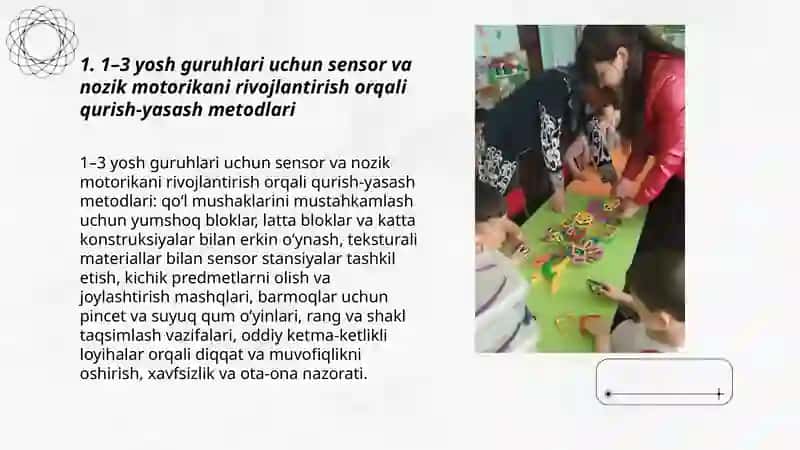 Maktabgacha taʼlim tashkilotlarida turli yosh guruhlarida qurish - yasashga oʻrgatish metodlari 3
