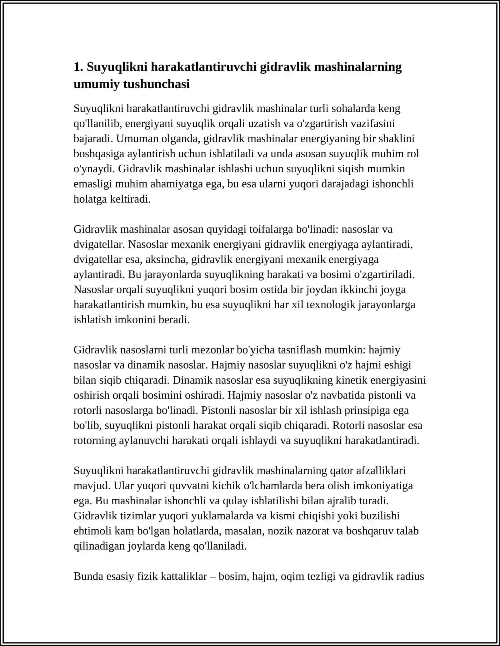SUYUQLIKNI HARAKATLANTIRUVCHI GIDRAVLIK MASHINALAR 3