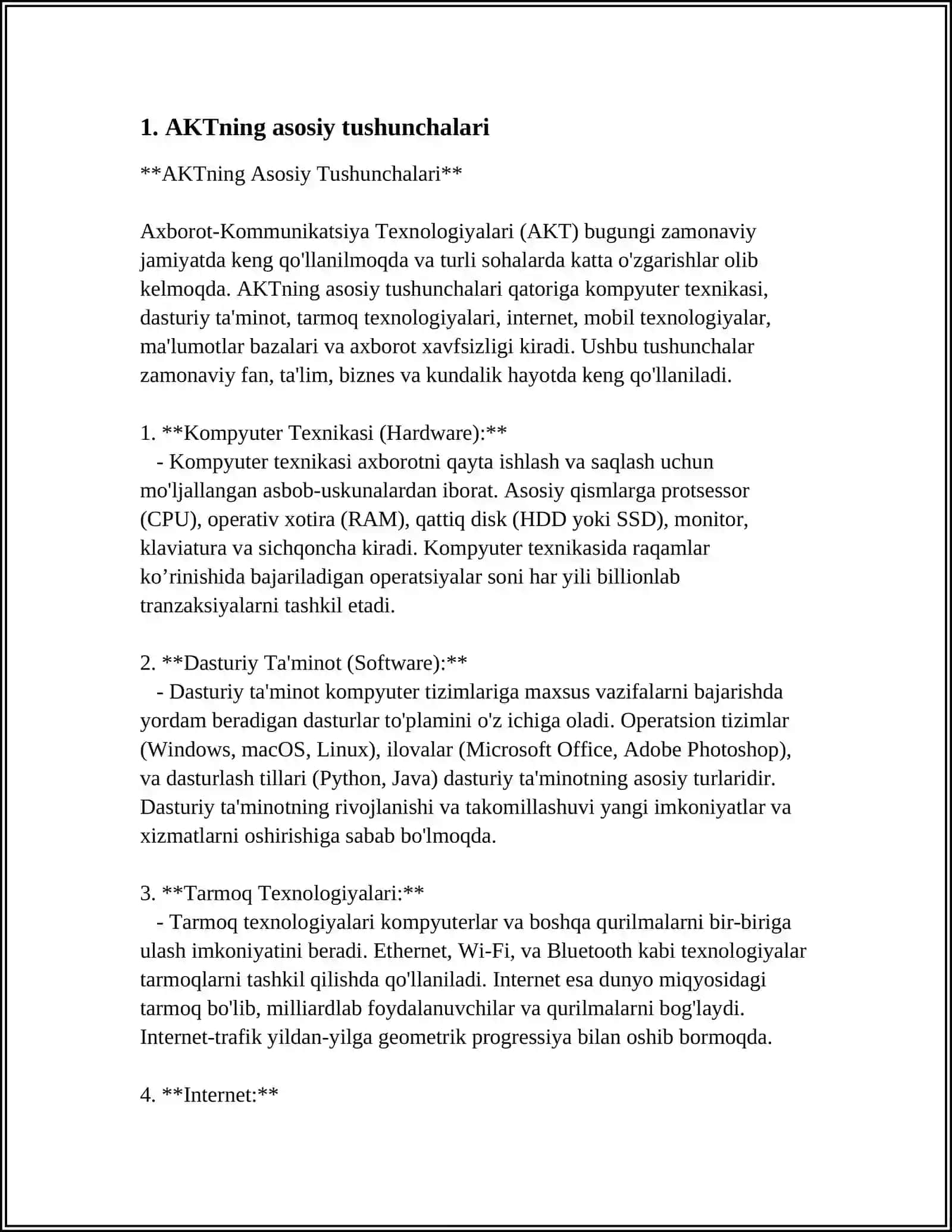AKTning Asosiy Tushunchalari 3