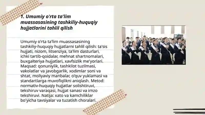 Umumiy oʻrta taʼlim muassasalari ish hujjatlari bilan tanishish va tahlil qilish 3
