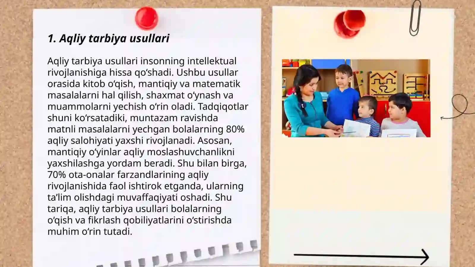 Tarbiya mazmuni (aqliy,aqloqiy,siyosiy-ǵoyaviy, mehnat, jamoatshilik faolligini tarbiyalash, estetik va boshqalar) 3