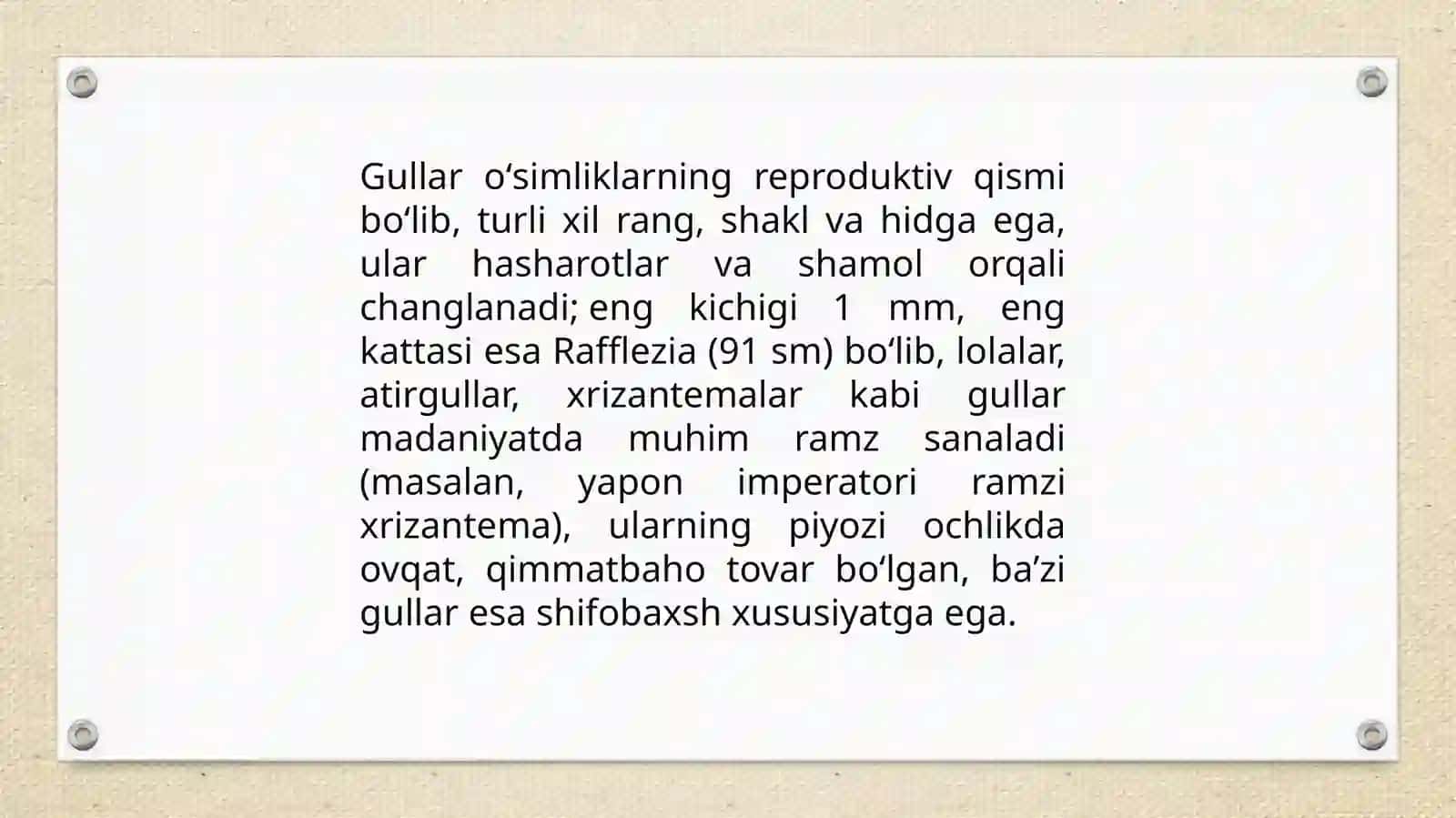 Buxoro Davlat Universiteti Tabiiy fanlar va Agrobiotexnologiya fakulteti 2-1 AKT 25 guruhta talabasi Jabborova Shaxruzaning Botanika va o'simliklar fiziologiyasi fanidan tayyorlagan MUSTAQIL ISHI 3