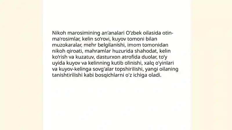 Nikoh marosimining an'analari 3