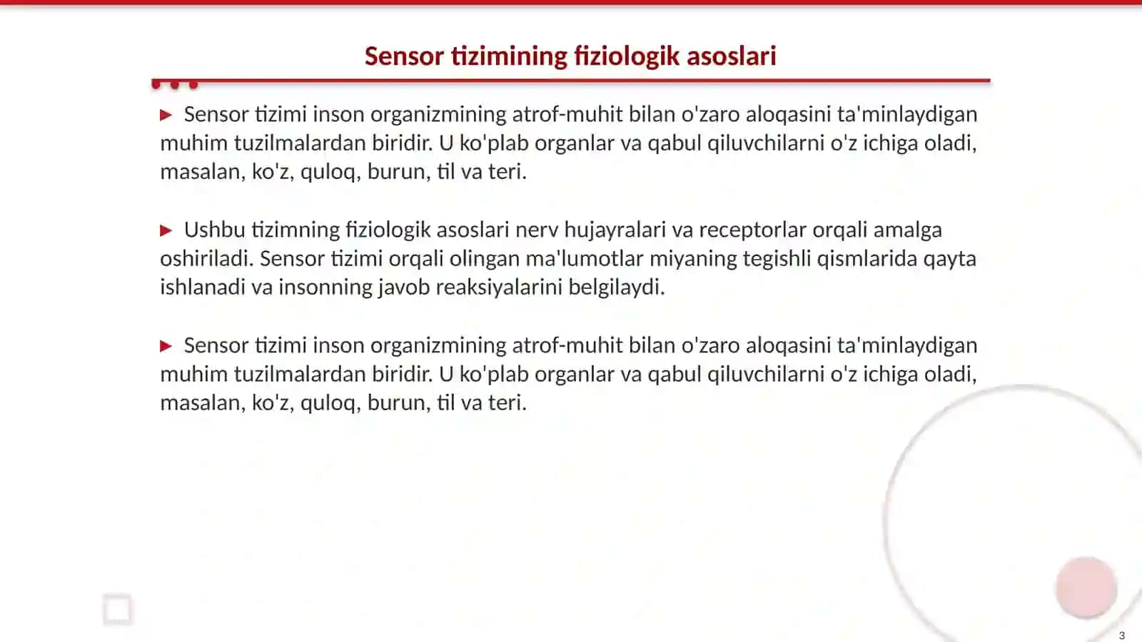 Sensor tizimining yoshga oid fiziologiyasi va gigiyenasi 3