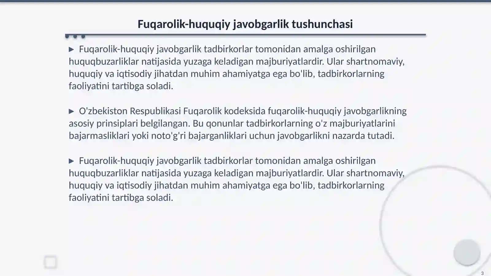 Tadbirkorlarning fuqarolik-huquqiy javobgarligining hususiyatlari 3