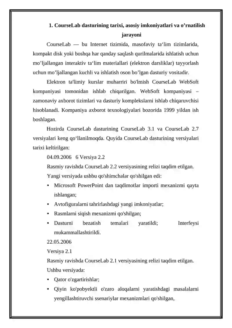 CourseLab dasturida ishlash 3