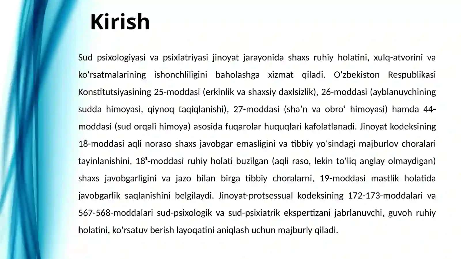 Jinoyat jarayonining psixologiyasi. So‘roq psixologiyasi 3