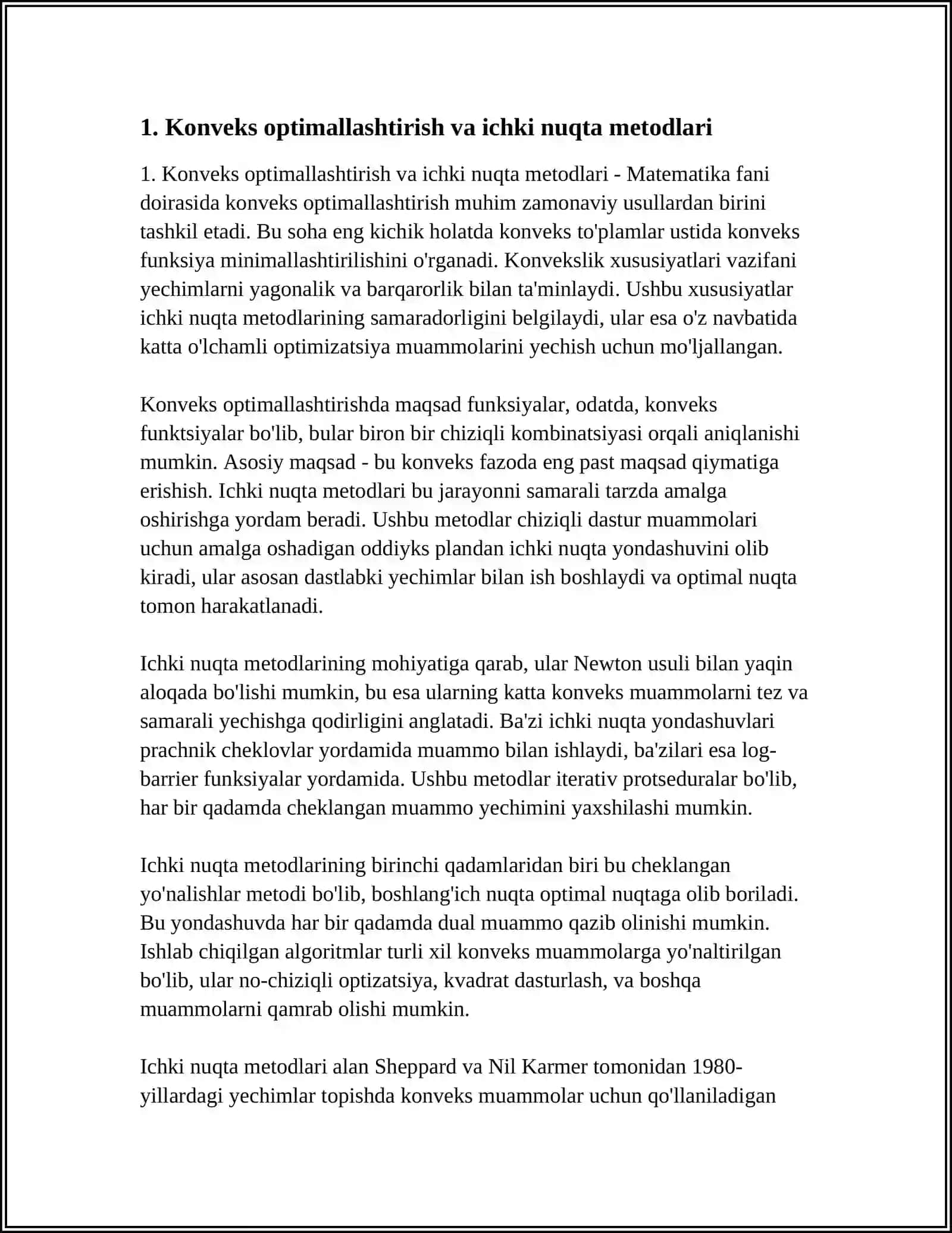 Konveks optimallashtirish va ichki nuqta metodlari 3