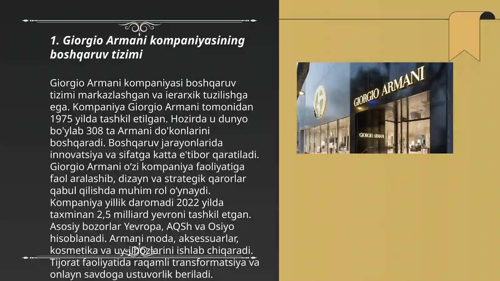 Giorgio Armani Brend Kompaniyasining Boshqaruv Jarayonlari 3