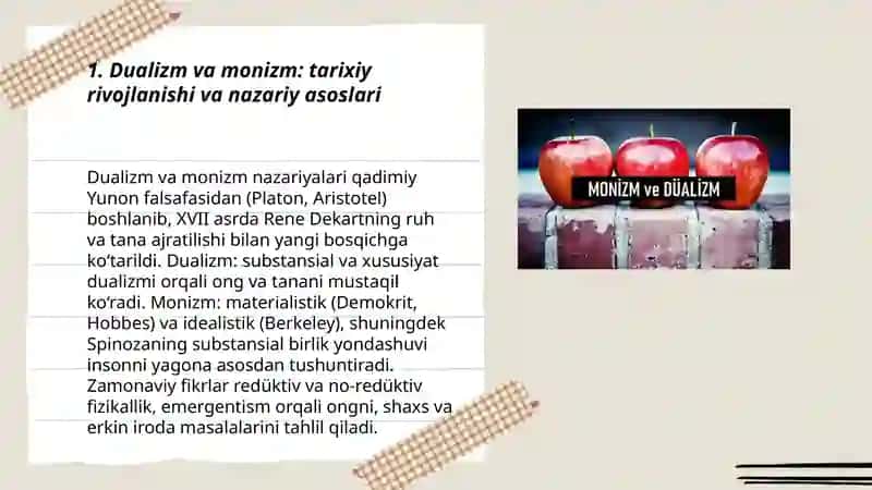 Dualizm va Monizm: Tarixiy Rivojlanishi va Nazariy Asoslari 3