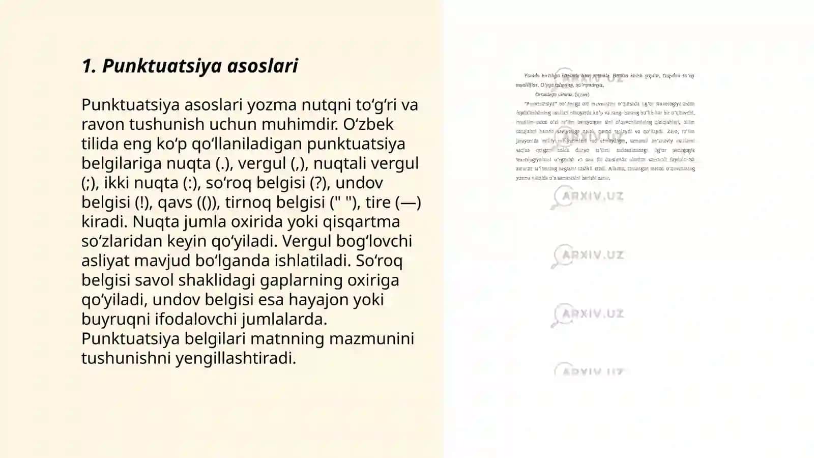Punktuatsiya bo’limini o’qitish bo’yicha taqdimotlar tayyorlash 3