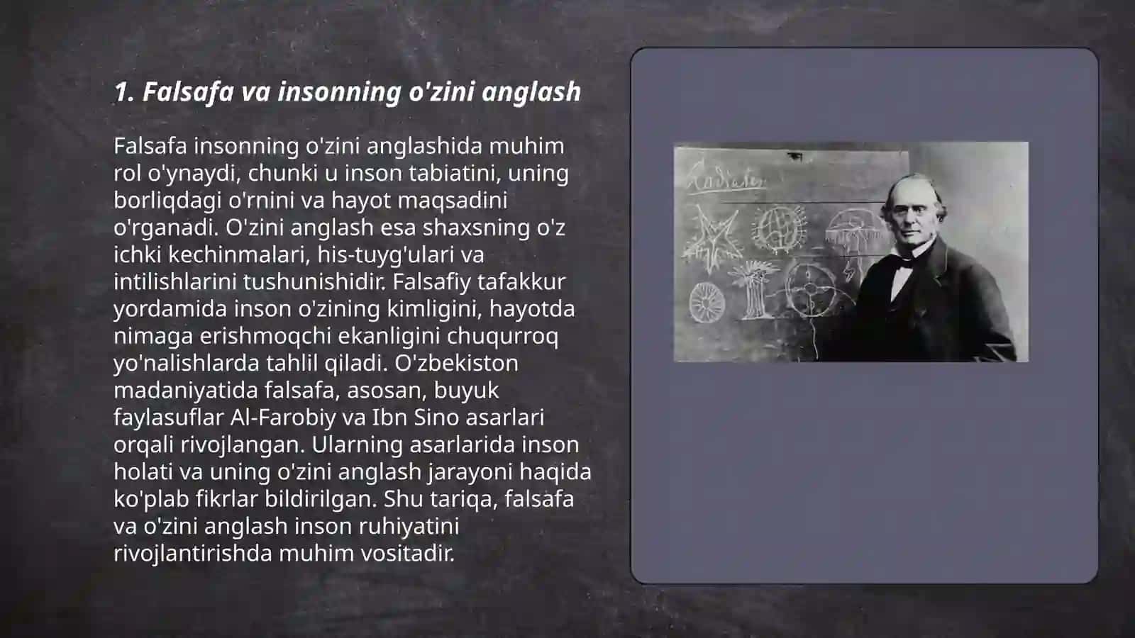 Falsafa fani. Falsafiy dunyoqarashning o'zo'zini anglash jarayonidagi ta'siri 3