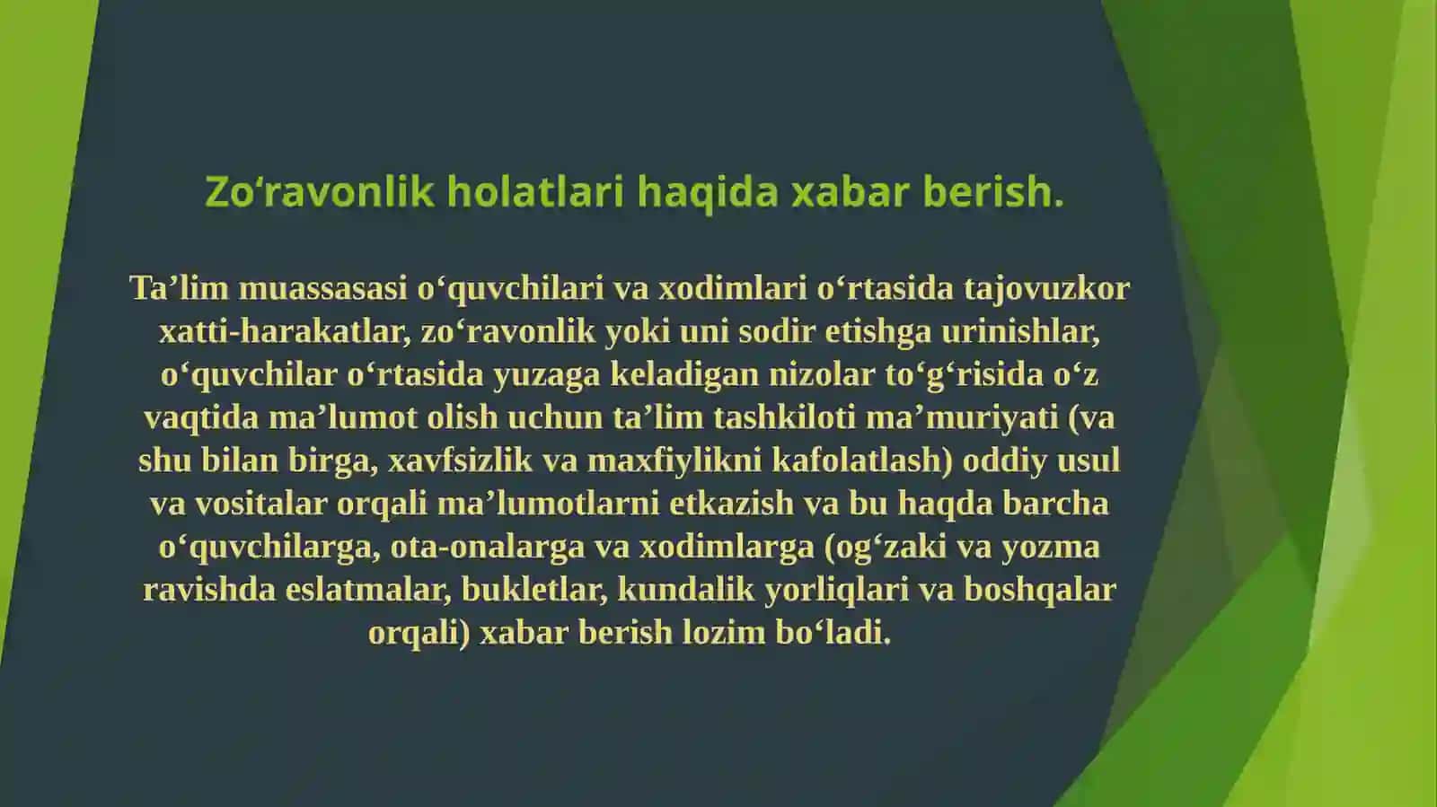 Zo‘ravonlik holatlarini aniqlash vaularga javob berish bo‘yicha harakatlar 3
