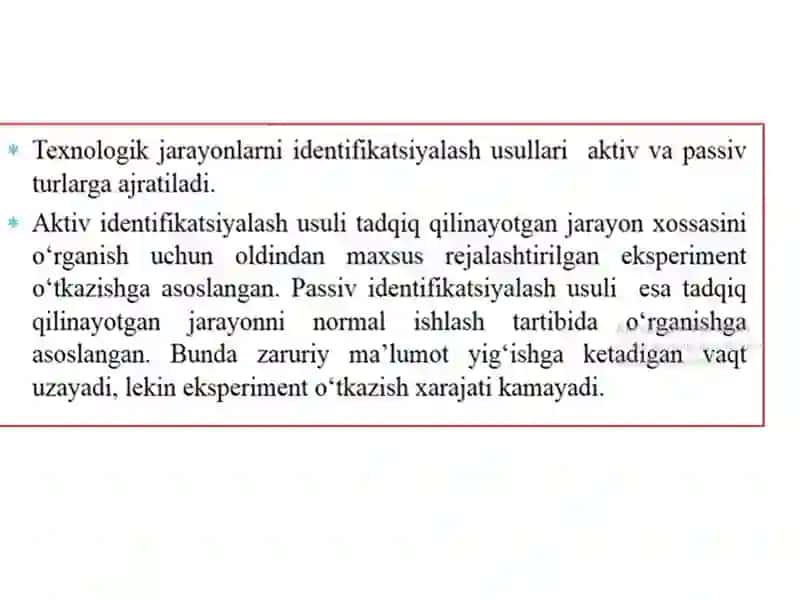 Modellarning turlari, modelni identifikatsiyalash, optimallash 3