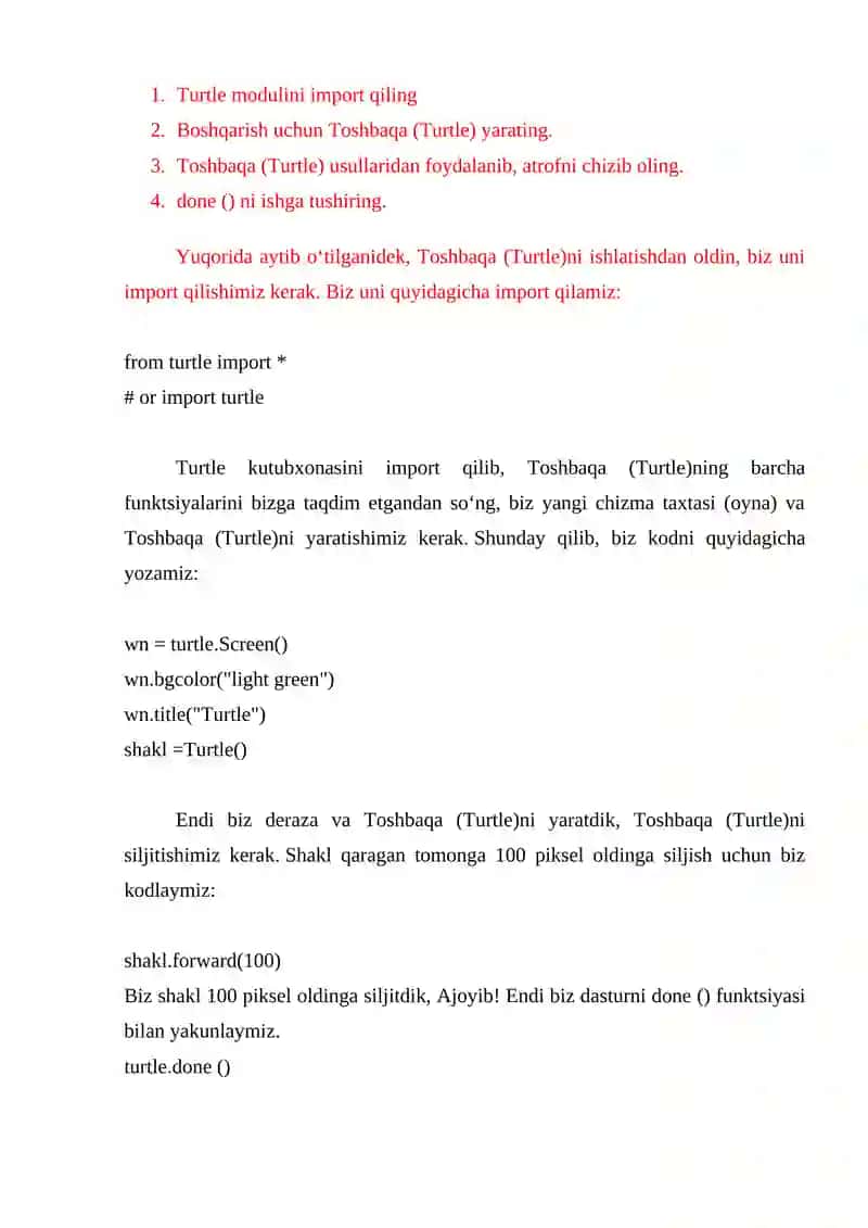 Pythonda murakkab rasmlar va harakatlanuvchi ob’ektlarni dasturlash 3