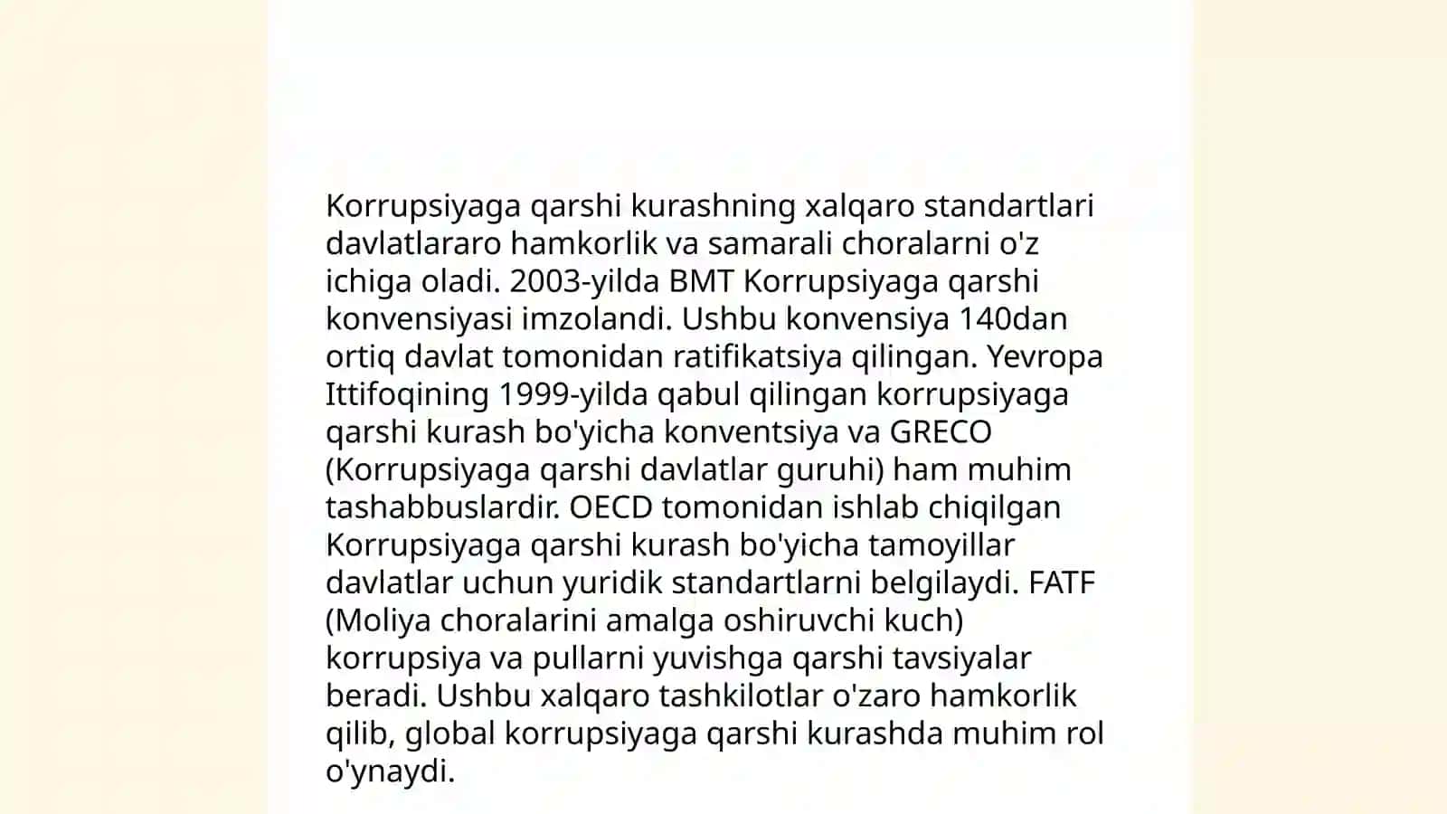 Korrupsiyaga qarashi kurashning jahon tajribasi Òzbekistonning korrupsiyaga qarshi kurash siyosati Dòstbekova Zilola 3