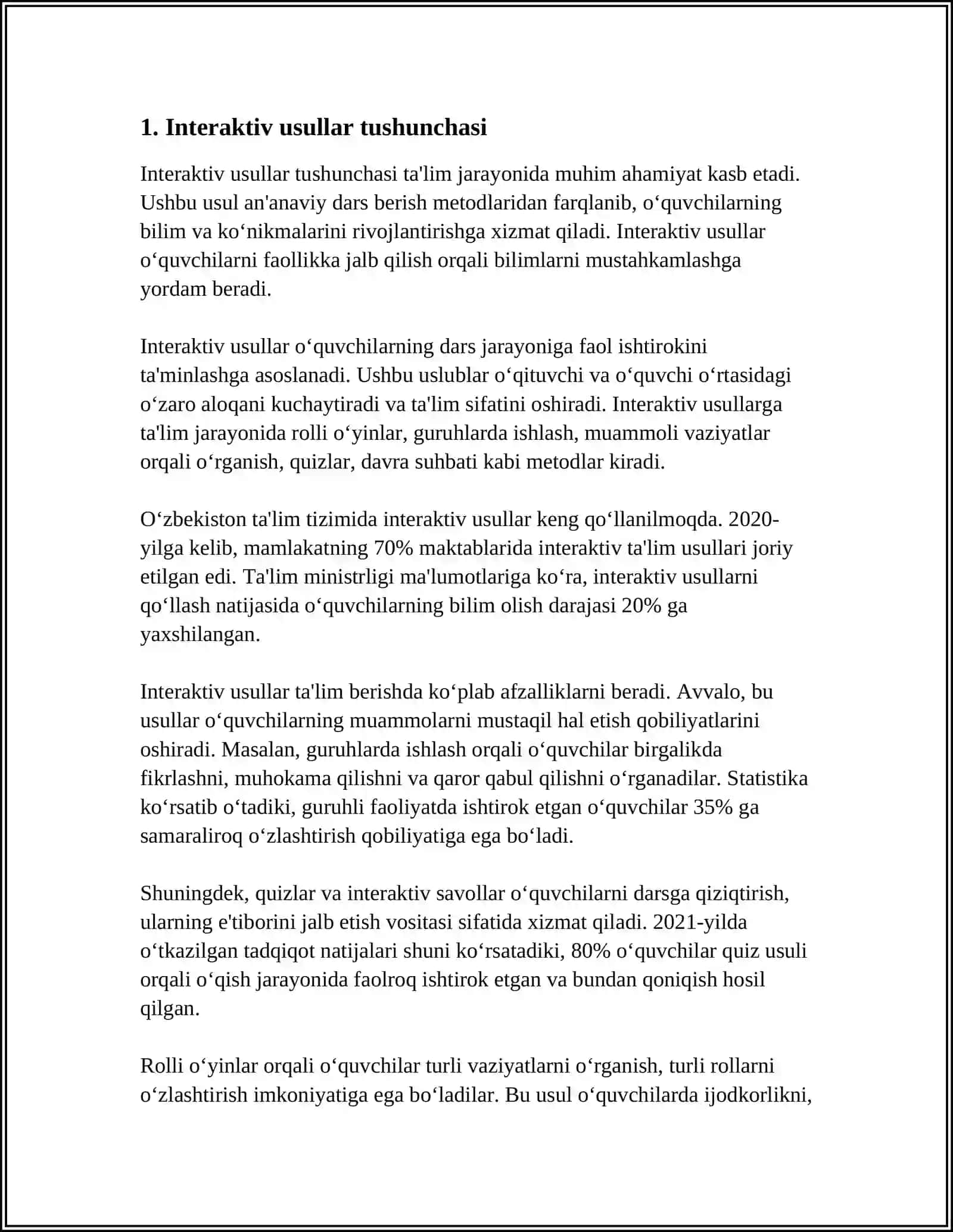 ÒQISH SAVODXONLIGI DARSLARINI INTERAKTIV USULLARDA TASHKIL QILISH 3