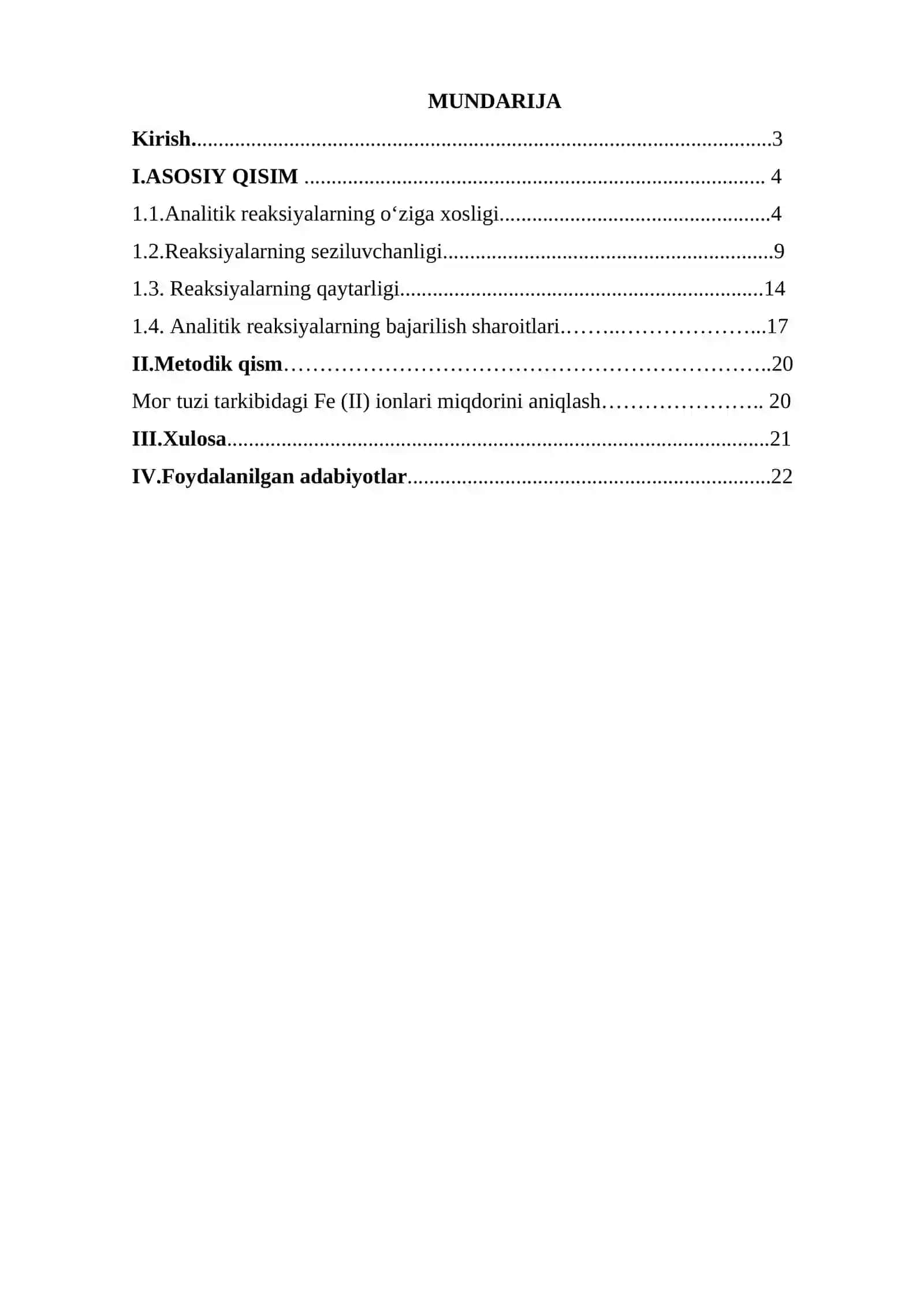 Analitik Reaksiyalarning Seziluvchanligi va Qaytarligi Kurs Ishi 3
