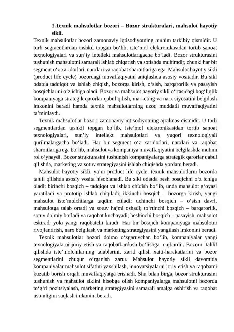 Texnik texnik mahsulotlar bozori va innovatsiyalar diffuziyasi 3