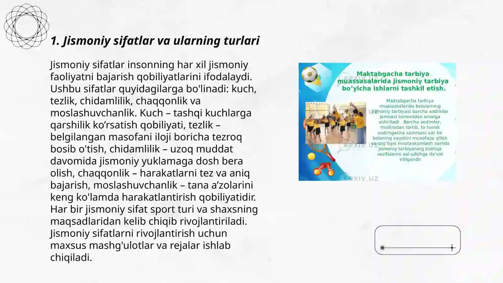Gimnastikada jismoniy sifatlaring 3