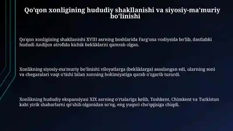 Qo`qon Xonligi tarixiy geografiyasi 3