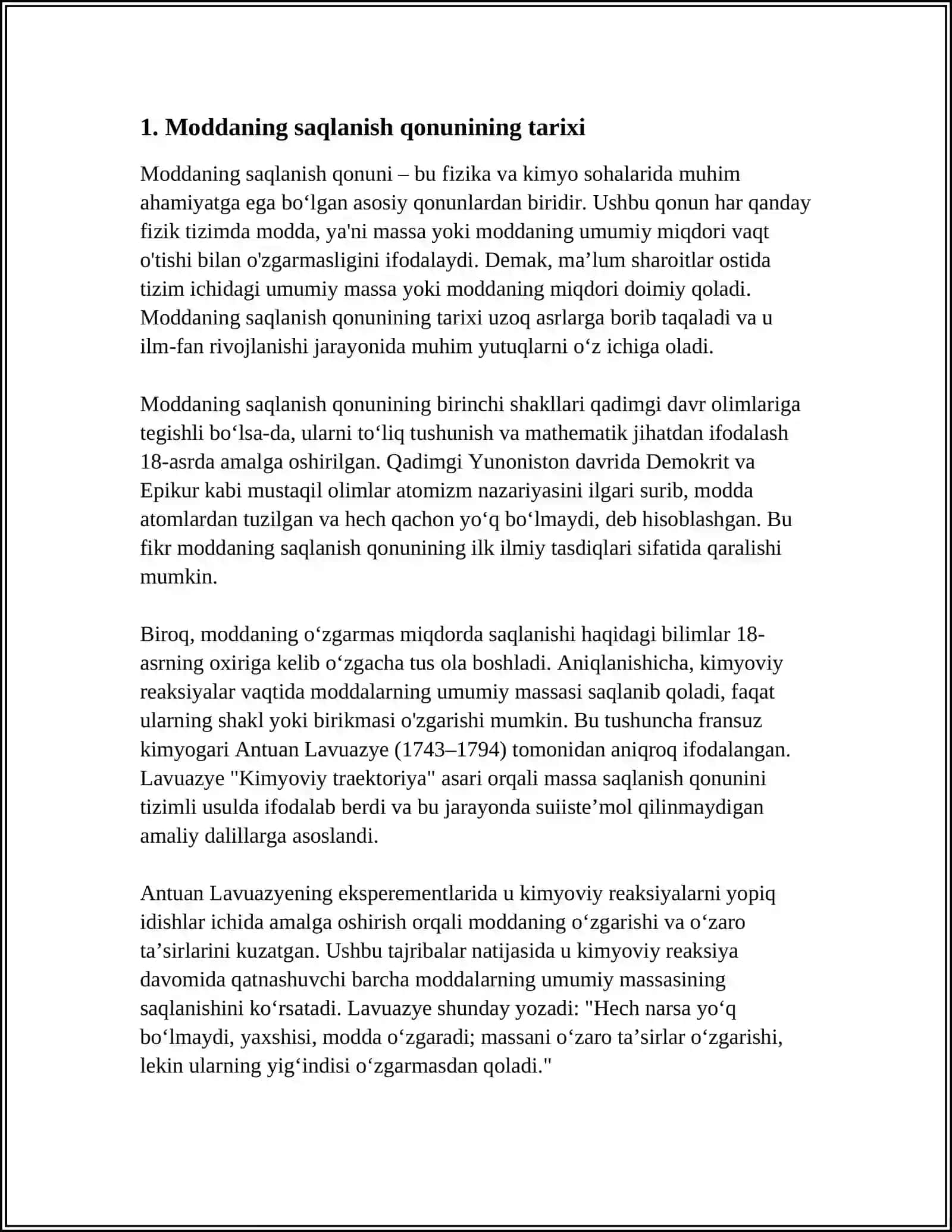 MODDANING SAQLANISH QONUNI VA UNING YARATILISHIDA OLIMLARNING TAJRIBALARI 3