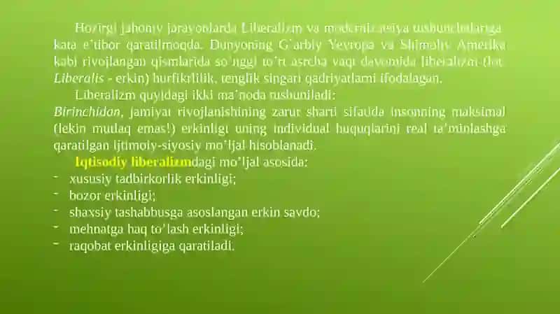 LIBERALIZM VA MODERNIZATSIYA: HOZIRHI BOSQICH. GLOBALLASHUV: MOHIYATI, MAZMUNI, YO’NALISHLARI VA OQIBATLARI 3