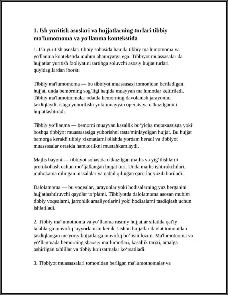 ISH YURITISH ASOSLARI TIBBIY MA'LUMOTNOMA 3