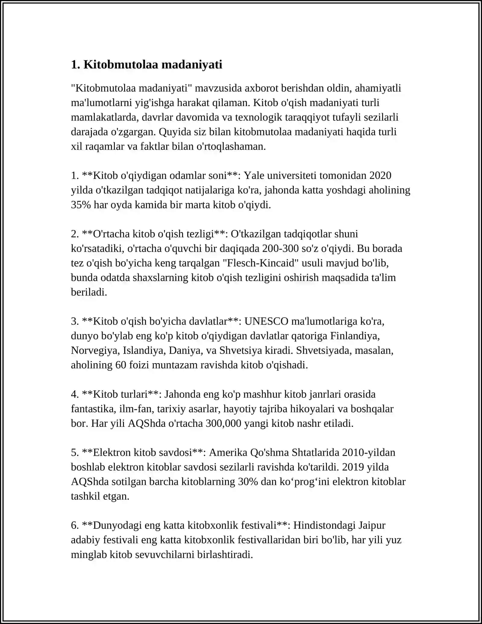 MUSTAQIL ISH Mavzu: KITOB MUTOLAASI VA KITOBXONLIKNI TARGʻIB QILISHNING KONSEPTUAL ASOSLARI 3