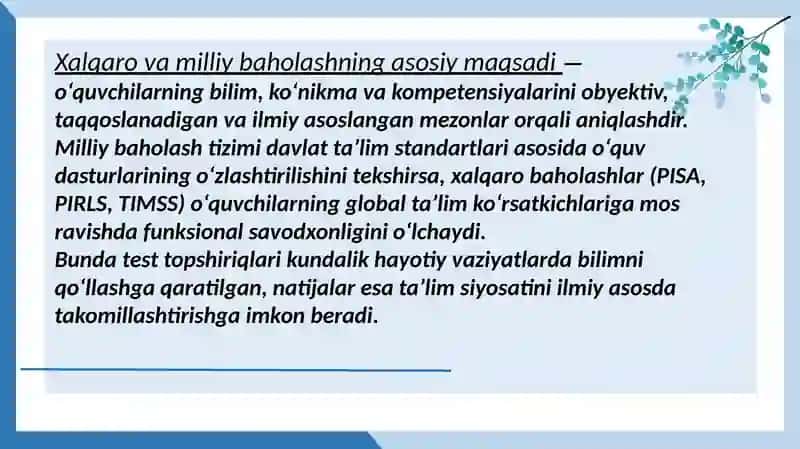 Xalqaro va milliy baholash mohiyati va mezonlari 3
