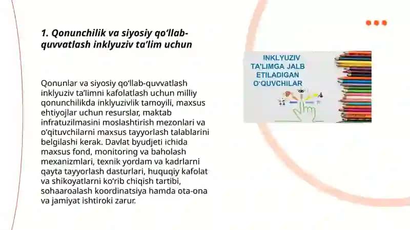 Imkoniyati cheklangan bolalarni samarali inklyuziv talim olishnining asosiy shartlari 3