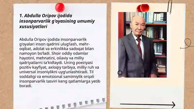 Abdulla Oripov ijodida insonparvarlik g'oyalari va poetik talqin 3
