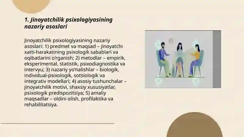 Jinoyatchilik psixologiyasi va uning asosiy yo'nalishlari 3