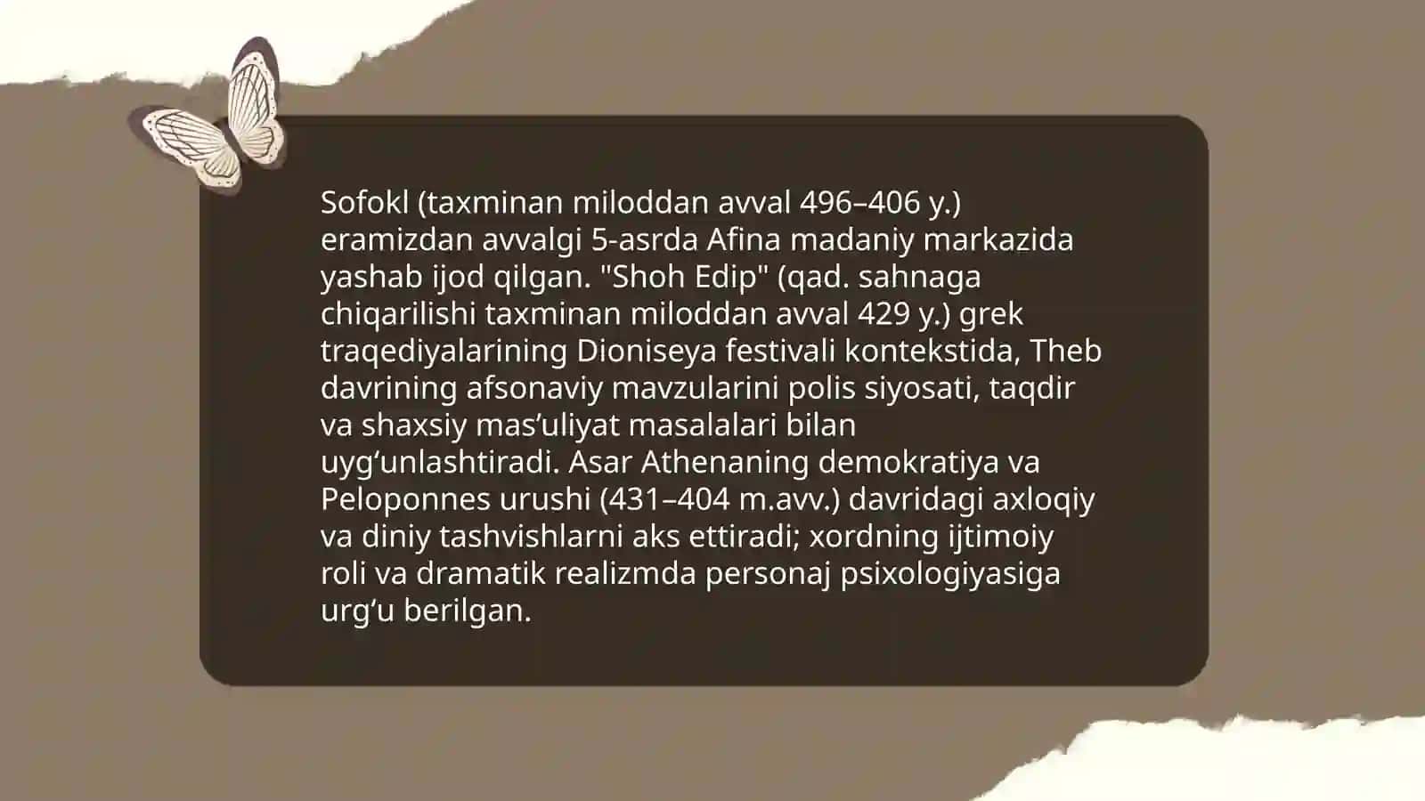 Sofoklning "Shoh Edip" asari badiiy tahlili 3