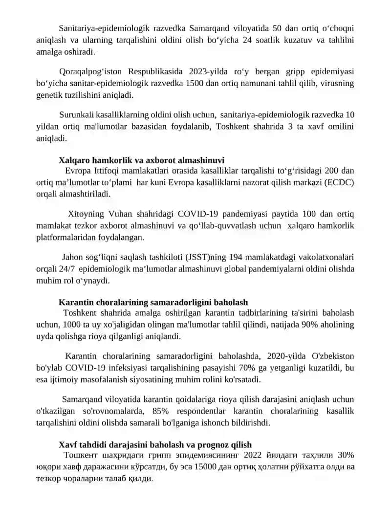 KarantinSanitar-epidemiologik razvedka, uning vazifalari, o'tkazish tartibi 3