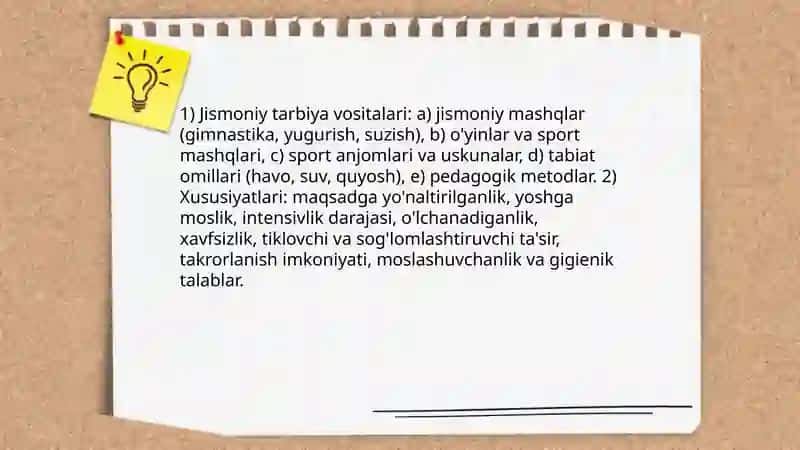 Jismoniy tarbiya vositalari. Tabiatning sogʻlomlashtieuvchi kuchlari va gigeyenik omillari 3