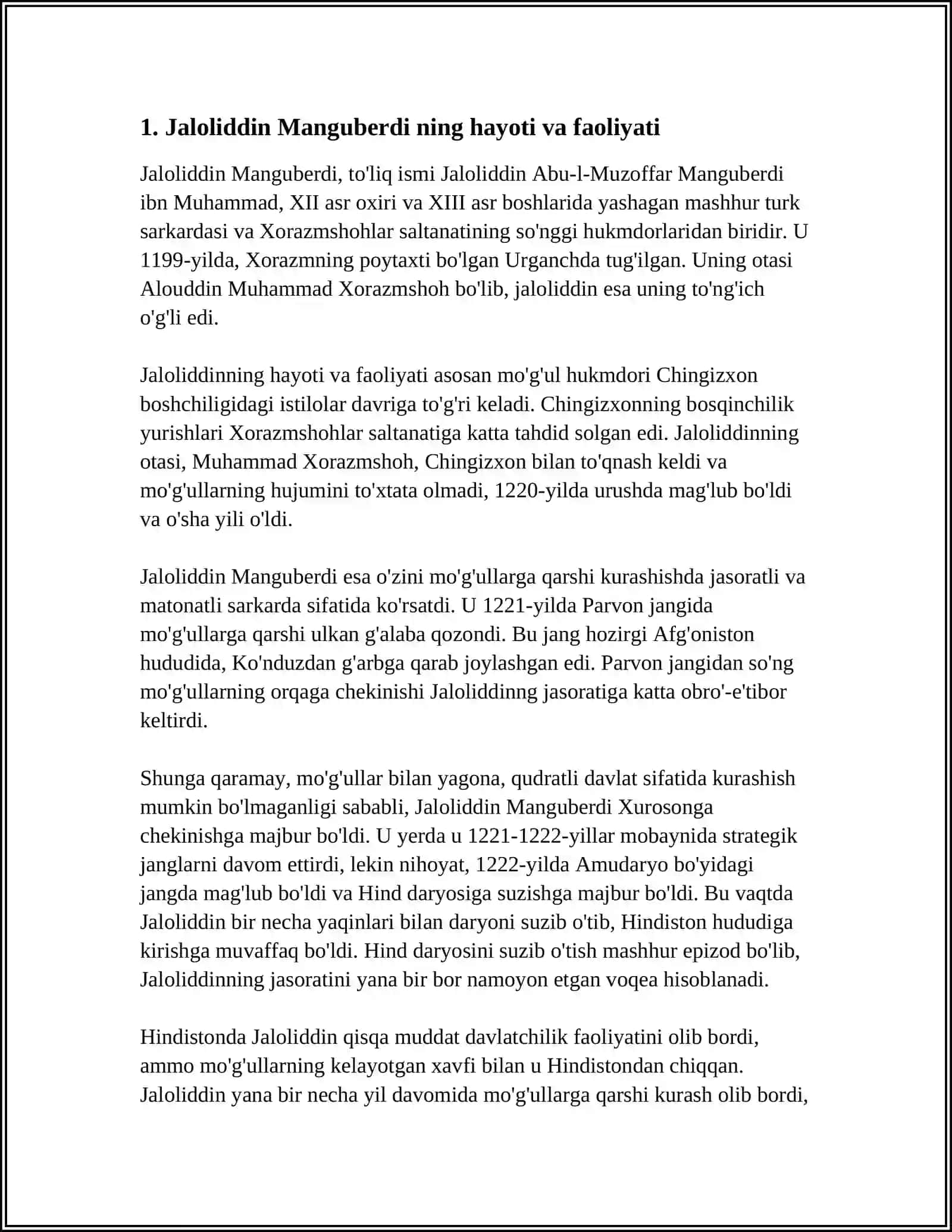 JALOLIDDIN MANGUBERDI VATAN HIMOYACHISI 3